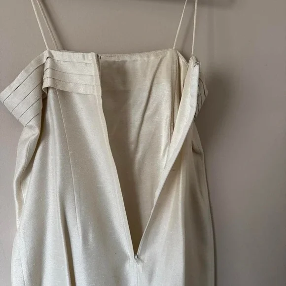 Vintage Cream Silk Dress Square Neck - Picture 6 of 8